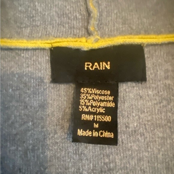 Cardigan Sweater by Rain Yellow & Grey long Hooded sleeveless Pockets NWOT Lg - Picture 2 of 8